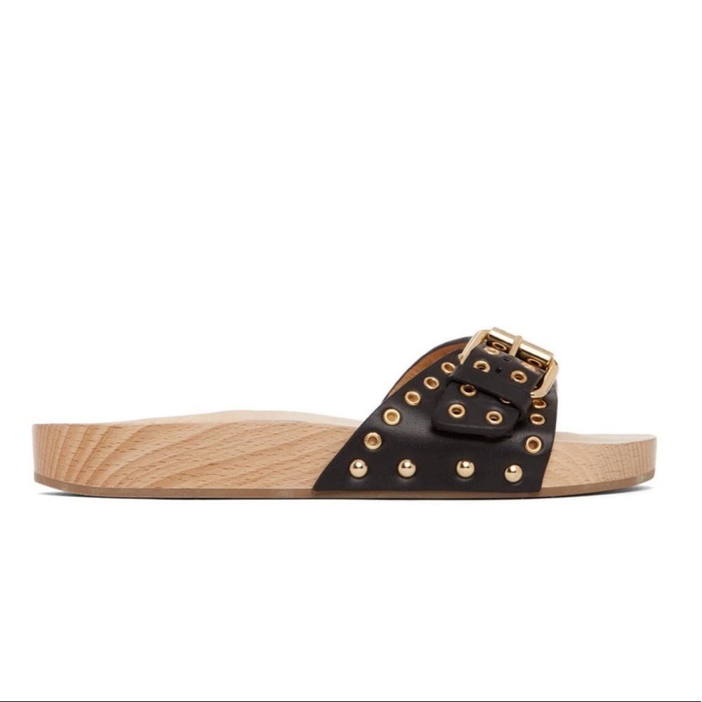 Isabel Marant Jaso Leather Slip On Clogs Sandals Black Women's Sizes 7 & 8 NWOT - Picture 5 of 7
